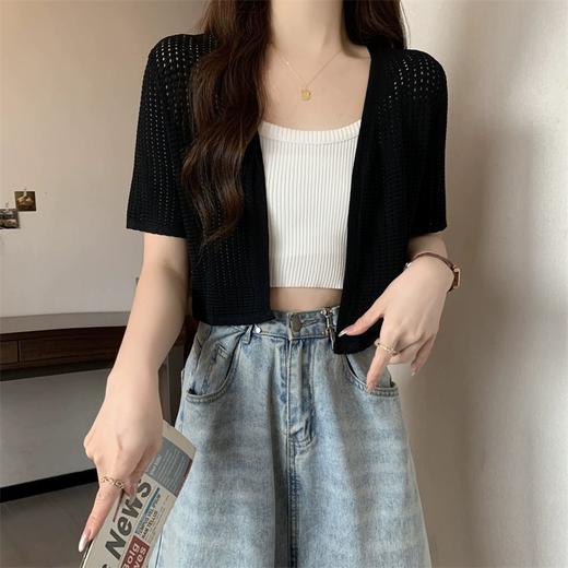 【GZ】无忧购韩版冰丝薄款百搭显瘦镂空短袖针织防晒开衫985#（截单后7天发货)25年清仓捡漏 商品图5