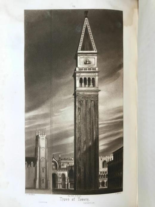 含藏书票！1886年 罗斯金《威尼斯之石》（全3卷）  约200幅版画插图 漆布精装大16开 商品图11