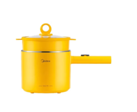 美的（Midea）（509993）电煮锅小电锅多功能锅1.7L大容量宿舍家用双层隔热泡面小煮锅 XZE1604【黄色带蒸笼】 1.7L