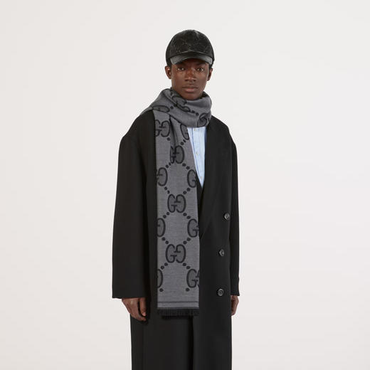 GUCCI 古驰 男士GG羊毛提花围巾 混色 598189 4G200 1460 商品图2