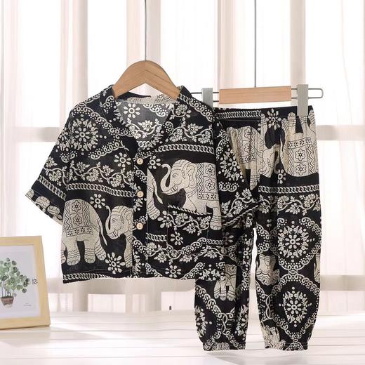 【童装经典，引领潮流~】2024夏天儿童款 睡衣短袖短裤 男童女孩宝宝套装 夏季薄款宽松中小童 空调服睡衣-QQ 商品图5