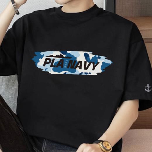 海洋迷彩带烫银袖标黑色文化衫 商品图5