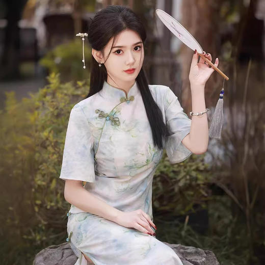印花改良田园素雅旗袍GR5141 商品图2