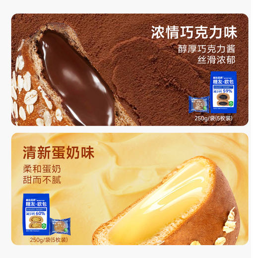 【9两健康】糖友厨房欧包蛋奶味巧克力味 商品图1