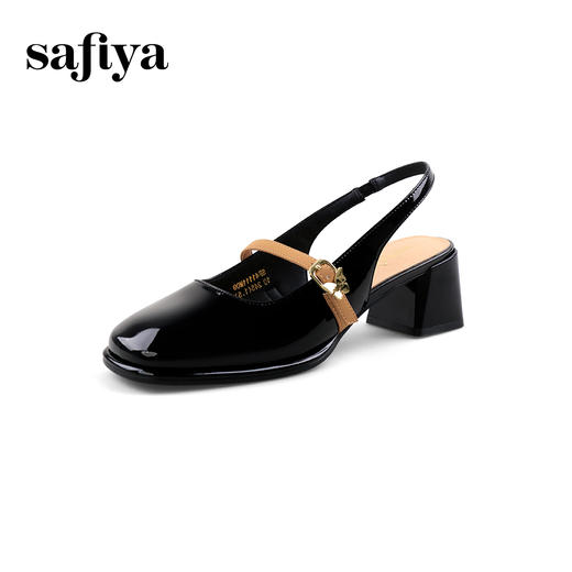 Safiya/索菲娅2024春 复古玛丽珍方头一字扣漆皮中跟后空凉鞋SF41111M09 商品图6
