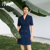 IWY/藏青色西装短袖连衣裙职业正装裙商务修身置业销售酒店工作服Q11248 商品缩略图1
