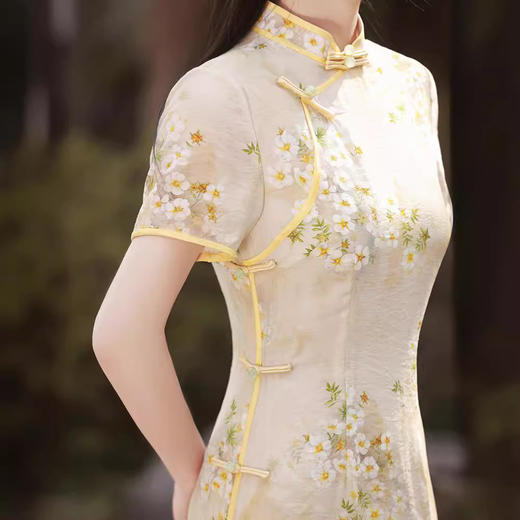 印花玲珑麻改良素雅旗袍GR5120 商品图3