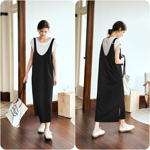 OLrain欧芮儿休闲时尚套装女夏2024新款松弛感白T恤背带裙两件套 商品图3