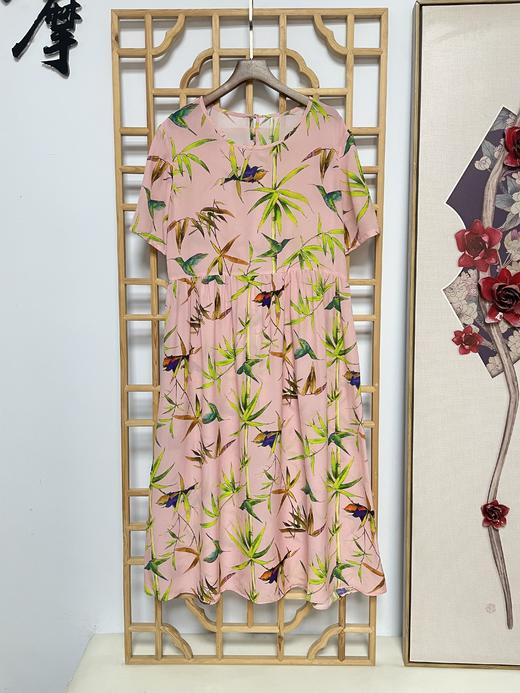 清仓秒杀丁摩 真丝连衣裙女新款桑蚕丝连衣裙中长款A字裙碎花裙子20-164HS-DA499 商品图2