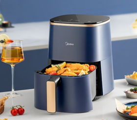 美的（Midea）（509889）空气炸锅家用大容量大功率 多功能无油低腊电炸锅炸锅智能触屏不粘易清洗薯条机4升精准控温 KZC4001 线下同款 4L