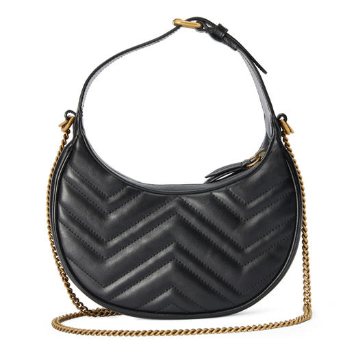 【二】GUCCI 古驰 女士 GG Marmont系列 半月造型迷你手提包 黑色 699514 DTDHT 1000 商品图2