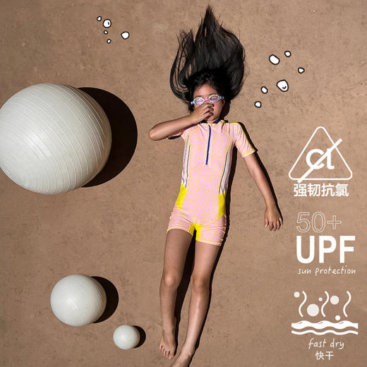【代发】Uzmz有这么只【连体短袖短裤】防晒儿童连体泳衣女童冲浪服草莓点点11 商品图6