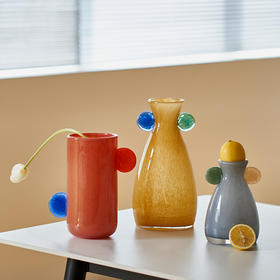 碧轩新品手工双耳渐变中古风小口花瓶餐桌电视柜鲜花台面软装饰品