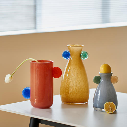 碧轩新品手工双耳渐变中古风小口花瓶餐桌电视柜鲜花台面软装饰品 商品图0