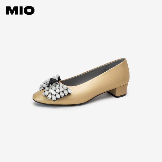 MIO米奥秋季圆头低跟时装单鞋蝴蝶钻饰时髦舒适浅口单鞋女M244443009 商品图1