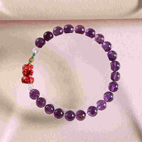 YZSJ0005°紫水晶+朱砂元宝貔貅手串0.7*21