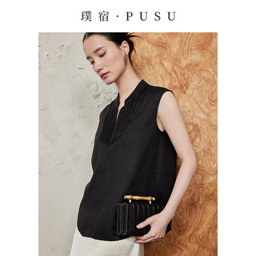 璞宿PUSU  流光 手工钉珠欧洲进口100%亚麻上衣 54403 商品图3