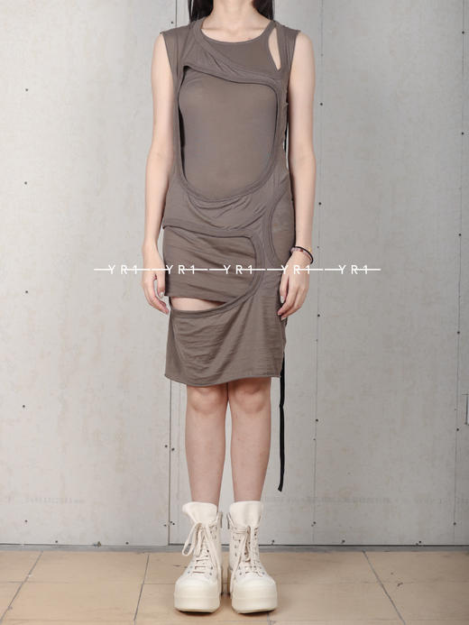 Rick Owens Drkshdw | LIDO长款尘土色镂空上衣 商品图0
