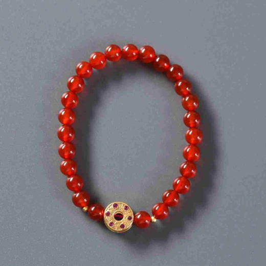 YHMN0009°红玛瑙+六字真言红点隔珠手串0.6*26 商品图0