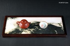 SDMG0046°大红酸枝嵌云石茶盘