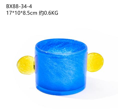 批发中古风创意手工双耳渐变大肚子小口花瓶高级感软装家居装饰玻 商品图12