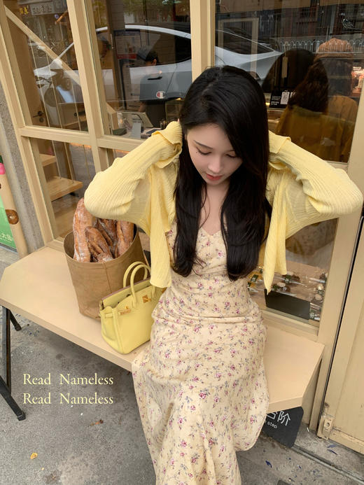 Read Nameless /鹅黄碎花吊带裙+鹅黄麻感冰凉开衫 商品图11