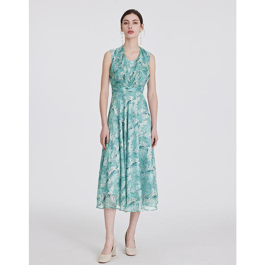 司歌背心绑带显瘦雪纺印花连衣裙A891065X 商品图4