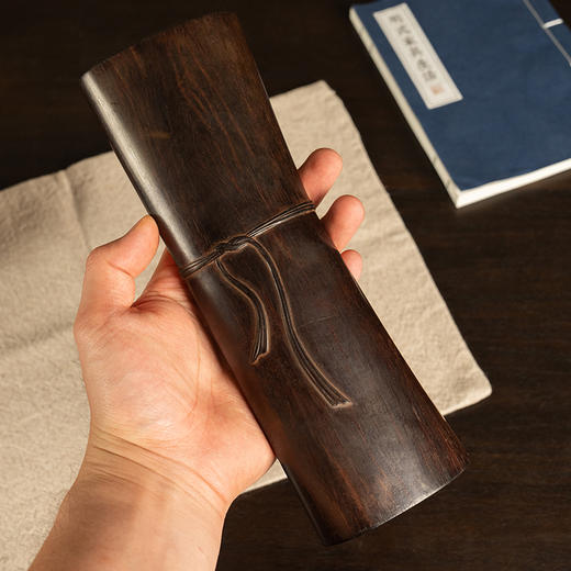 二十世纪 紫檀绶带书卷诗文臂搁 商品图2