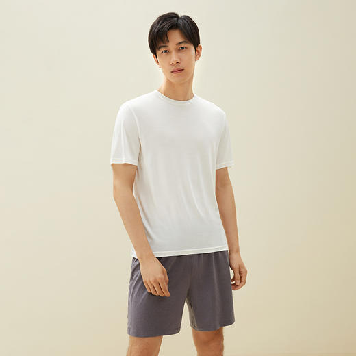 金三塔100%桑蚕丝真丝针织情侣舒适裸感T恤短裤睡衣可外穿家居服  YZFDA703/YZMDA701 商品图4