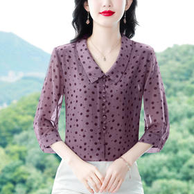 KQL 369H1862雪纺波点衬衫宽松显瘦轻薄时尚上衣