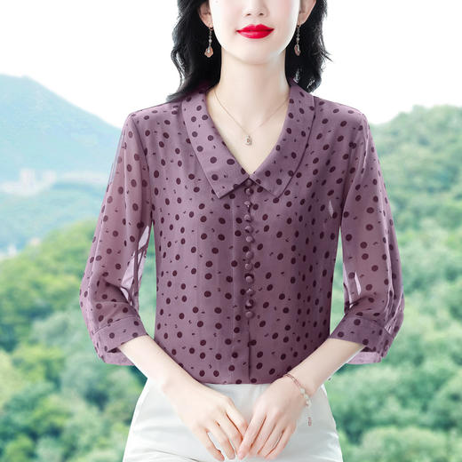 KQL 369H1862雪纺波点衬衫宽松显瘦轻薄时尚上衣 商品图0