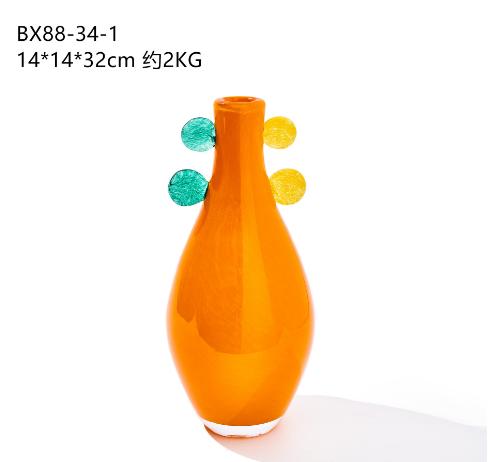 批发中古风创意手工双耳渐变大肚子小口花瓶高级感软装家居装饰玻 商品图9