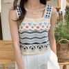 【辣妹方领吊带背心】镂空针织上衣女 夏季新款 甜美设计感 显瘦条纹上衣  商品缩略图5