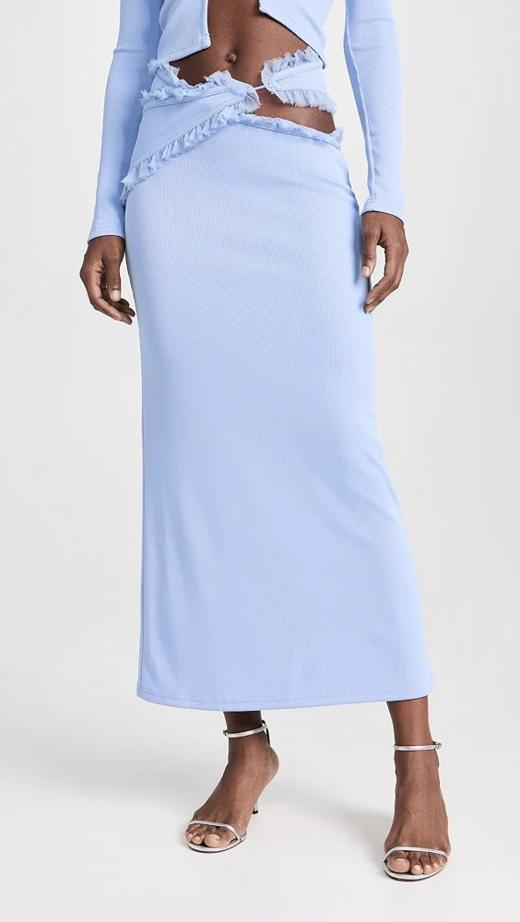 Christoper Esber - Carina Interlinked Long Skirt - Cornflower - 女装 - 下装 - 蓝色 商品图0