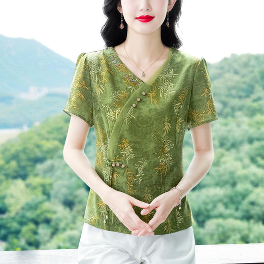 短袖翻领印花宽松显瘦修身大码上衣HT-N-B41-8230 商品图0