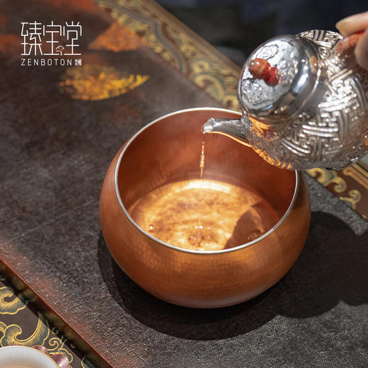 臻宝堂建水纯手工锤纹茶渣桶水盂茶洗包银边禅铜钵小号茶具高端茶道配件 禅定钵 容量约600ml 商品图1