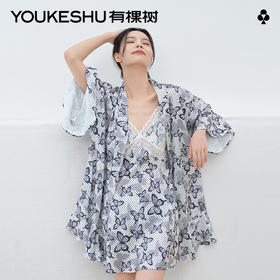 有棵树2024新款缎面纺丝抗皱女士睡袍-J7006