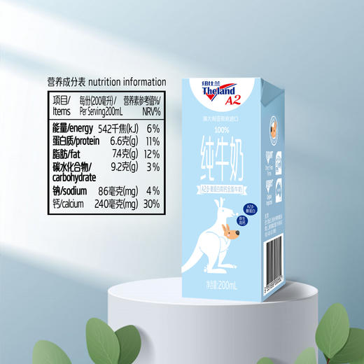 Theland纽仕兰澳洲进口A2β酪蛋白高钙全脂牛奶儿童奶蓝色礼盒装200ml*10支*3提 商品图2