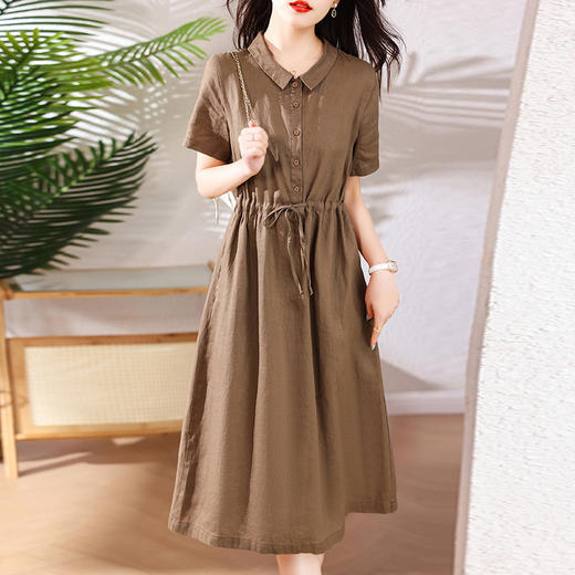 奢华时尚气质显瘦，亚麻棉绸年轻款裙子HR-SSBY6869 商品图1