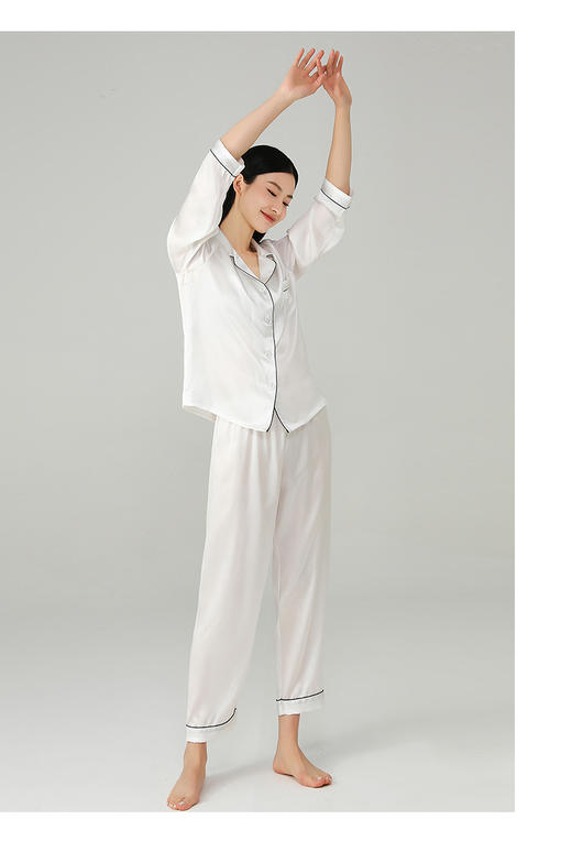 【预售5天】Y 白色-长袖两件套装桑蚕丝家居服ZBN0561 商品图0