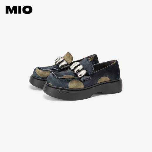 MIO米奥秋季金属扣饰休闲乐福鞋圆头舒适复古厚底单鞋女鞋M244542409 商品图3