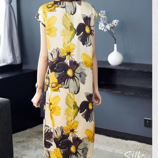 丁摩 真丝裙子桑蚕丝衬衫宽松印花裙子20-153HS-DS399 商品图2