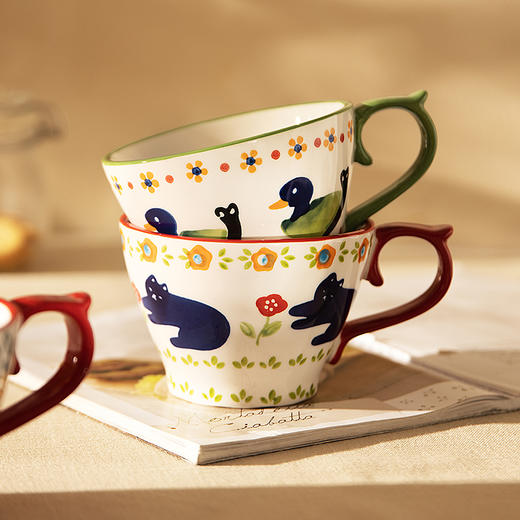 摩登主妇原创釉下彩马克杯家用早餐杯咖啡杯子复古陶瓷杯创意水杯 商品图4