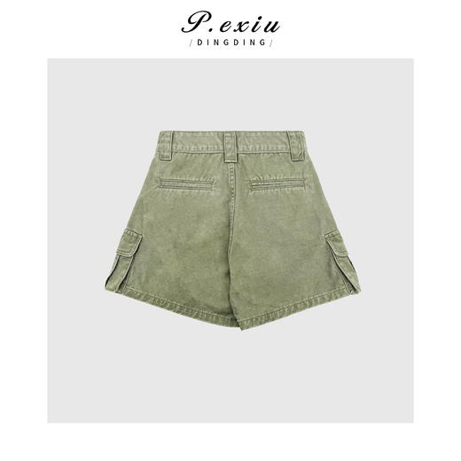 03-3潘依绣丁丁宠粉PanYiXiu/潘依绣100%棉工装风多口袋美式复古牛仔短裤 D6572 商品图2