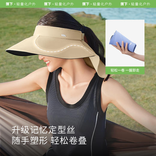 蕉下全环绕蛋卷帽BM55724黑胶全遮光女士遮脸护颈大檐空顶防晒帽 商品图1