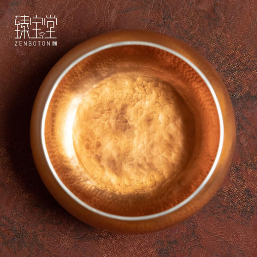臻宝堂建水纯手工锤纹茶渣桶水盂茶洗包银边禅铜钵小号茶具高端茶道配件 禅定钵 容量约600ml 商品图2