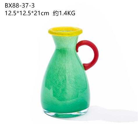 创意中古风双耳彩色玻璃花瓶鲜花干花台面电视柜软装家居酒店装饰 商品图11