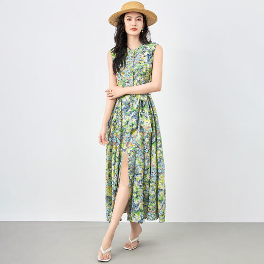 惊艳开场高级感立领衬衣大摆长裙WLZD2419110 商品图0