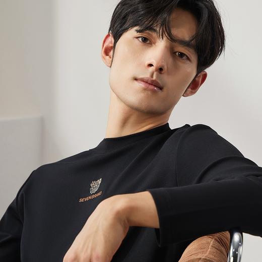 【3A抗菌】柒牌圆领长袖T恤男士2024春秋新款时尚百搭休闲体恤衫	127T70020 商品图2