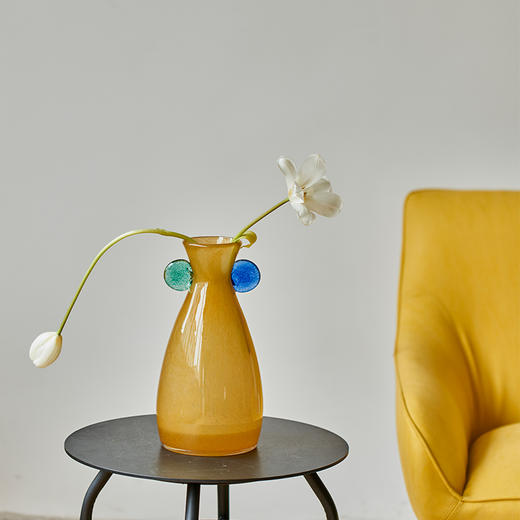 碧轩新品手工双耳渐变中古风小口花瓶餐桌电视柜鲜花台面软装饰品 商品图5